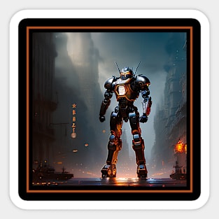 Steampunk Robot Warrior Sticker